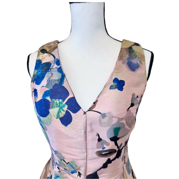 Designer Alberto MAKALI SATIN FLORAL COCKTAIL prom dress women’s size 4 small - Picture 4 of 12